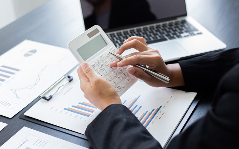 Tax consultant reviewing personal financial documents